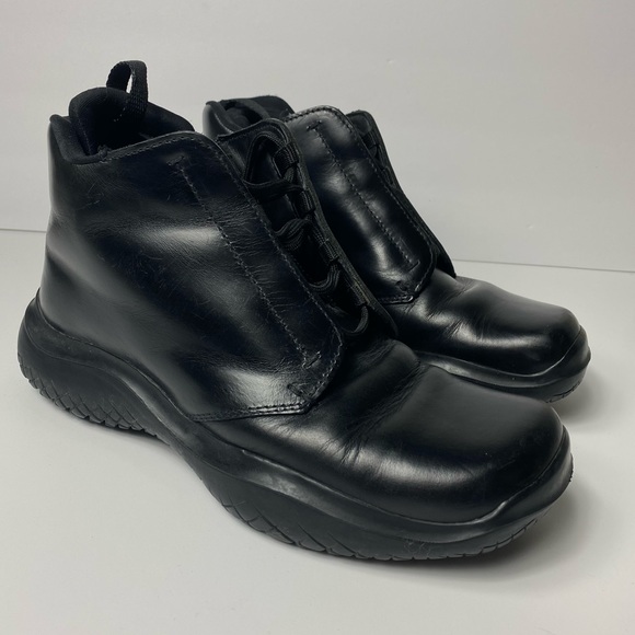 PRADA MEN VINTAGE CHUNKY DERBY BLACK LEATHER BOOTS HIGH TOP SIZE 8  NO BOX - Picture 3 of 8